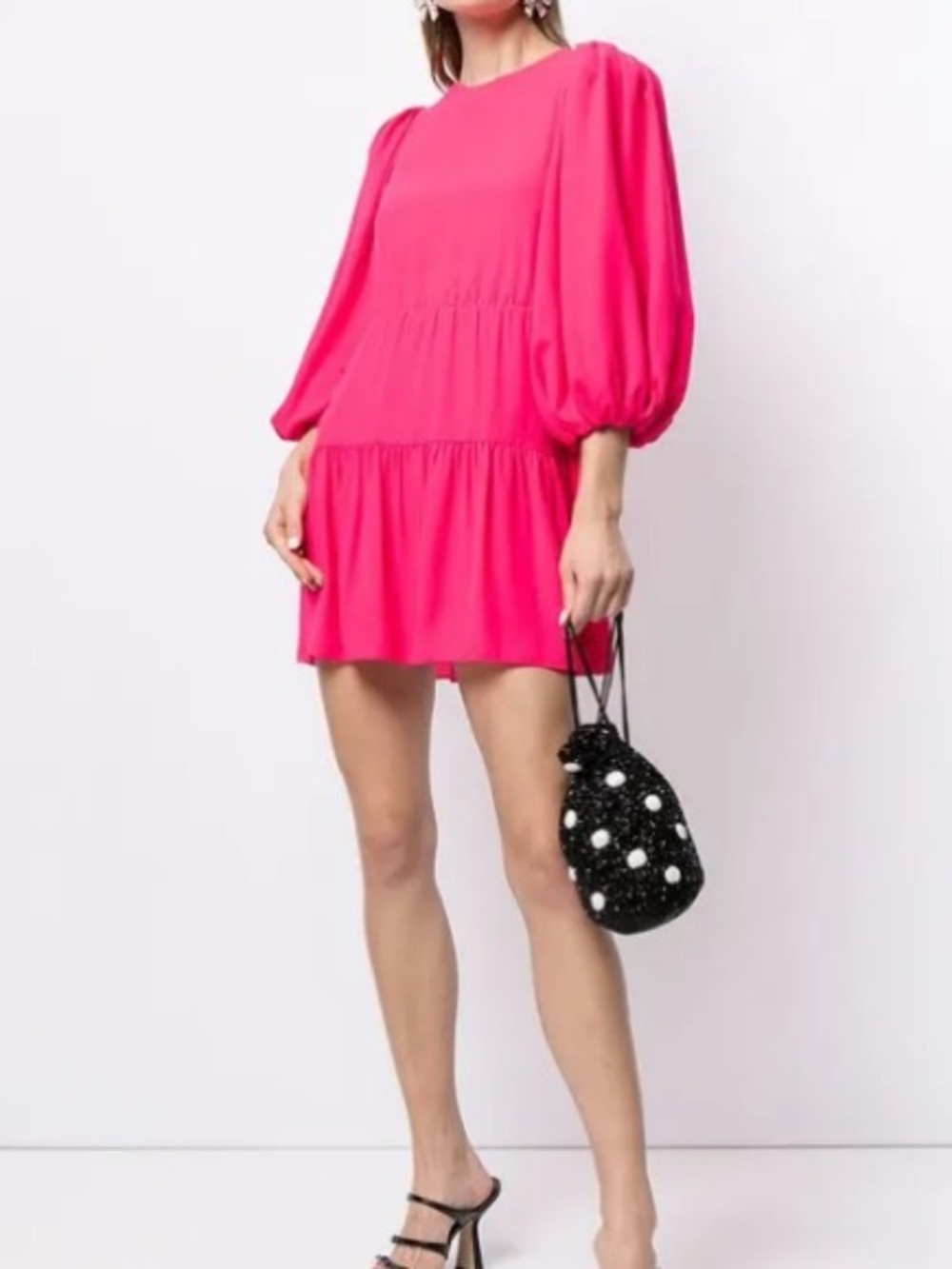 Alice + Olivia Bright Pink Puff-Sleeve Mini Dress